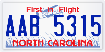 NC license plate AAB5315