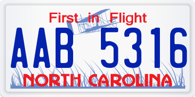 NC license plate AAB5316