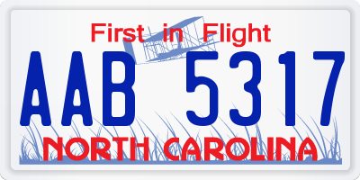 NC license plate AAB5317