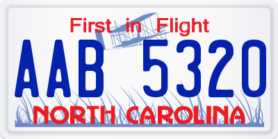 NC license plate AAB5320