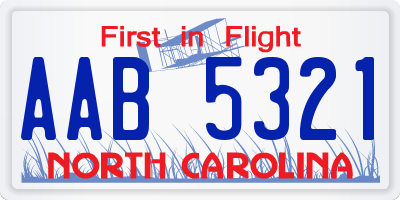 NC license plate AAB5321