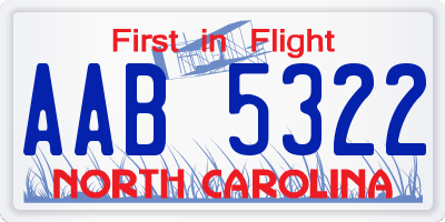 NC license plate AAB5322