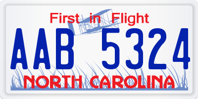 NC license plate AAB5324