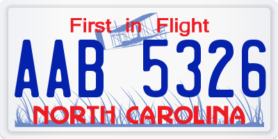 NC license plate AAB5326