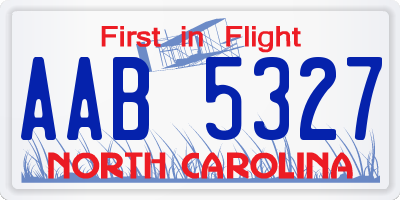 NC license plate AAB5327