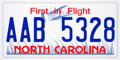 NC license plate AAB5328