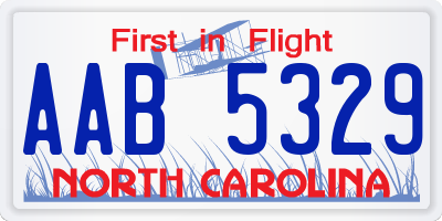 NC license plate AAB5329