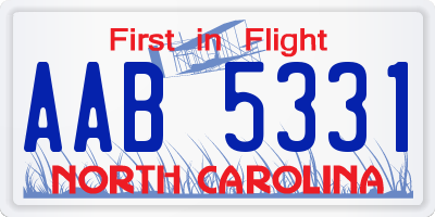 NC license plate AAB5331