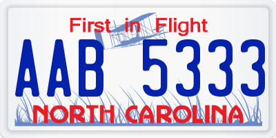 NC license plate AAB5333