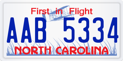 NC license plate AAB5334