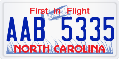 NC license plate AAB5335