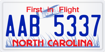 NC license plate AAB5337