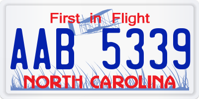 NC license plate AAB5339