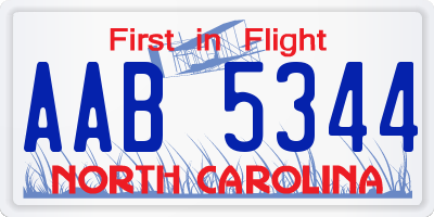 NC license plate AAB5344