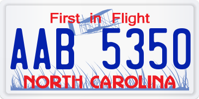 NC license plate AAB5350