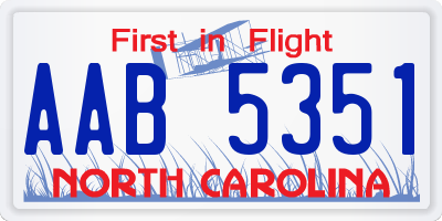 NC license plate AAB5351