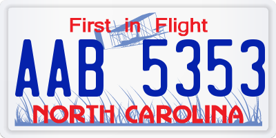 NC license plate AAB5353