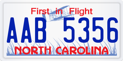 NC license plate AAB5356