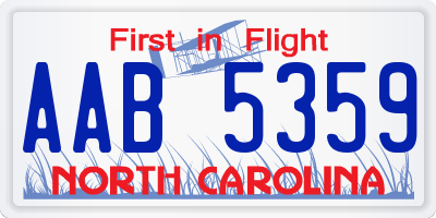 NC license plate AAB5359