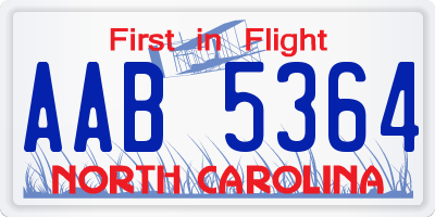 NC license plate AAB5364