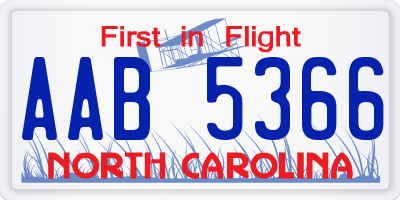 NC license plate AAB5366