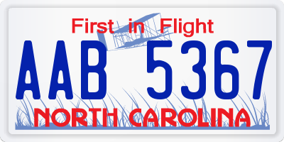 NC license plate AAB5367