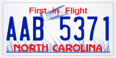 NC license plate AAB5371