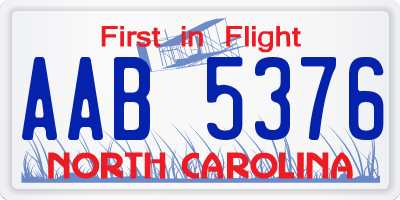 NC license plate AAB5376