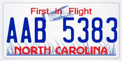 NC license plate AAB5383