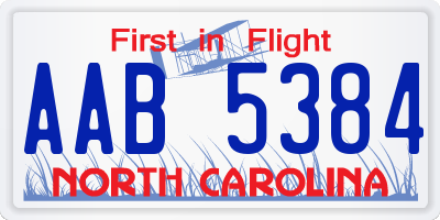 NC license plate AAB5384