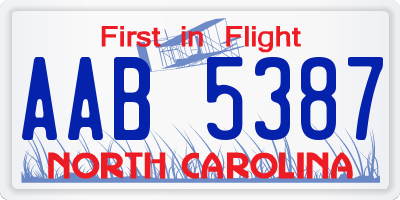 NC license plate AAB5387