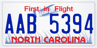 NC license plate AAB5394