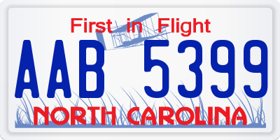 NC license plate AAB5399