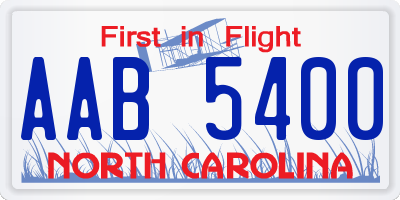 NC license plate AAB5400