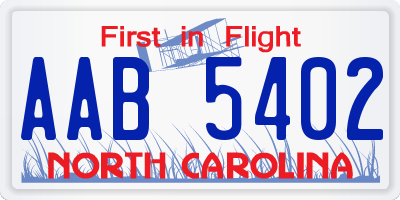 NC license plate AAB5402