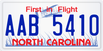 NC license plate AAB5410