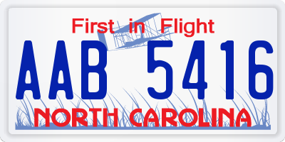 NC license plate AAB5416