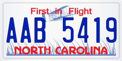NC license plate AAB5419