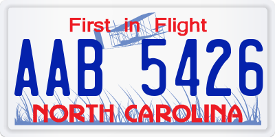NC license plate AAB5426
