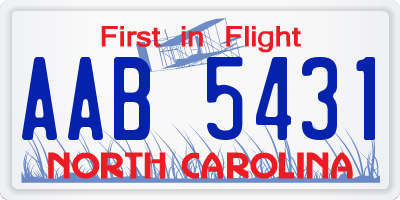NC license plate AAB5431