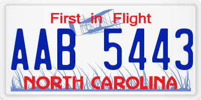 NC license plate AAB5443