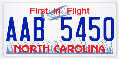 NC license plate AAB5450