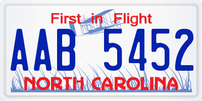 NC license plate AAB5452