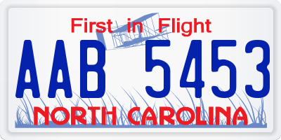 NC license plate AAB5453