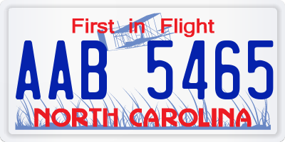 NC license plate AAB5465