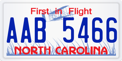 NC license plate AAB5466