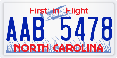 NC license plate AAB5478