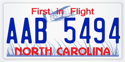 NC license plate AAB5494