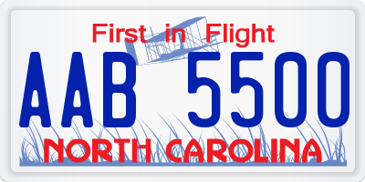NC license plate AAB5500