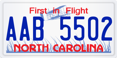 NC license plate AAB5502